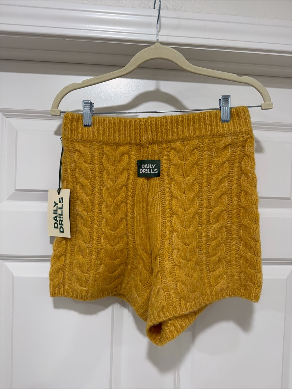 Daily Drills Goldenrod Cable Knit Shorts